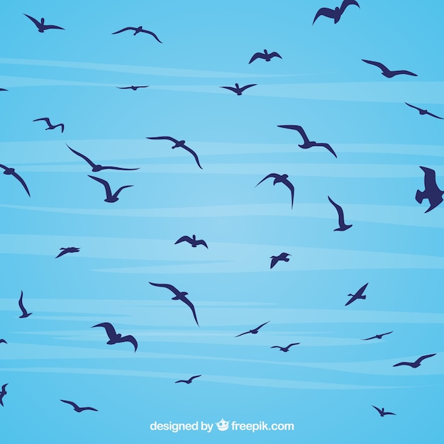 Gratis Vector silhouet vliegende vogel achtergrond