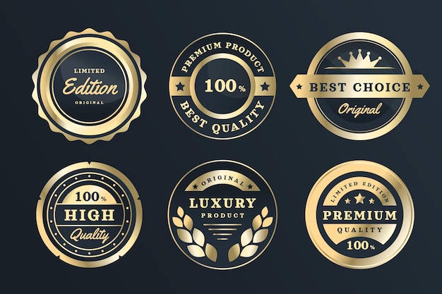 Gratis Vector verloop gouden luxe labels collectie