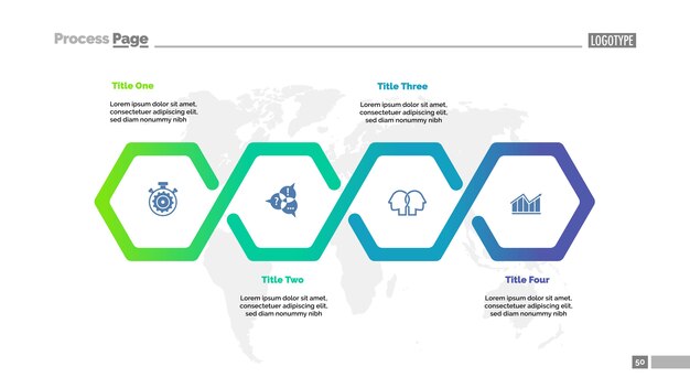 Vier stappen workflow-processchema-sjabloon voor presentatie.