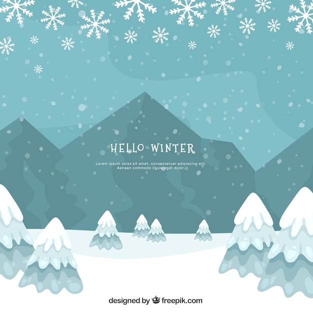 Gratis Vector winter achtergrond met bergen