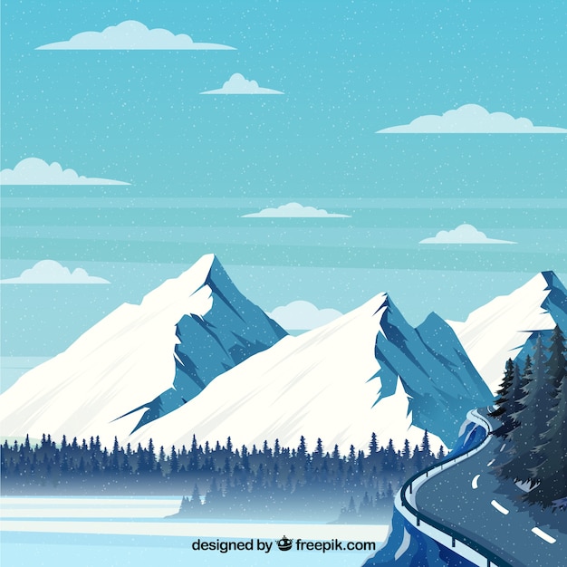 Gratis Vector winter landschap achtergrond