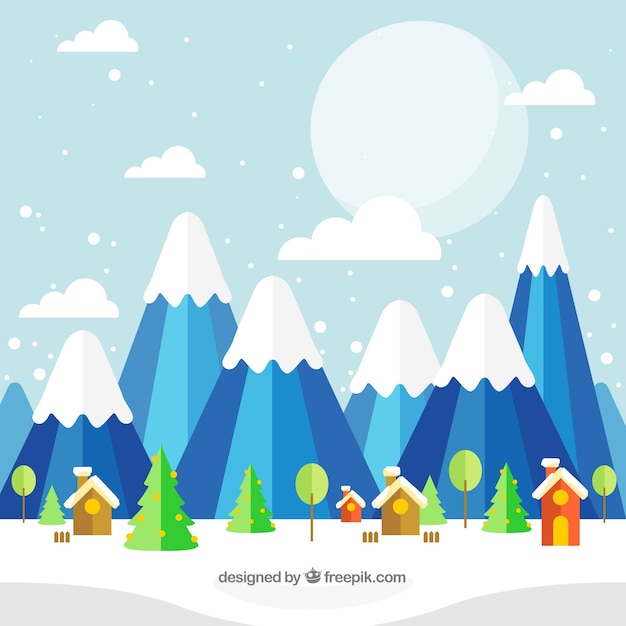 Gratis Vector winter ontwerp met bergen