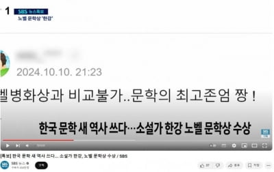 "노벨병화상과 비교불가"…한강 보도에 '황당 댓글' 내보낸 SBS