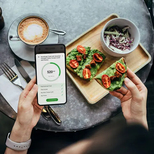 photo of checking meal calories with phone app