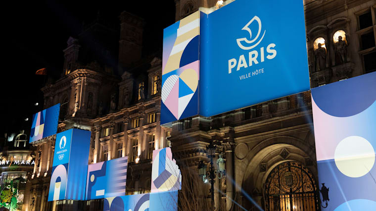 IOC President Thomas Bach attends the l’Hotel de Ville illumination.