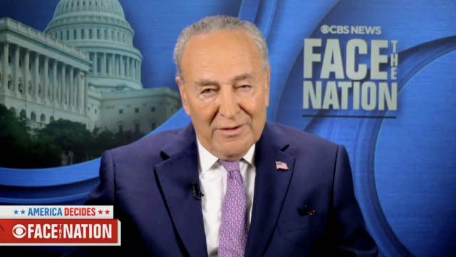 Chuck Schumer sits for an interview.