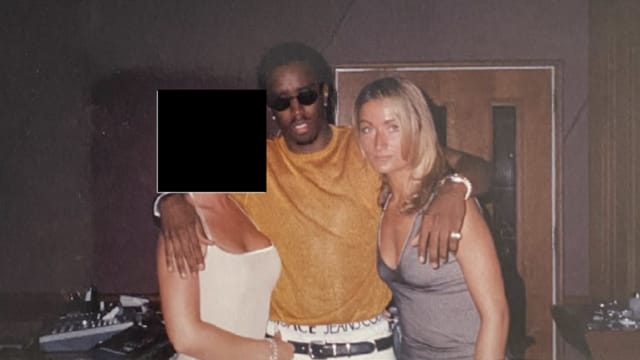 Diddy, April Lampros, and a friend at Bad Boy Studios.