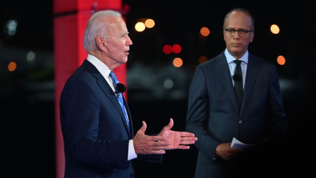 Joe Biden and Lester Holt.