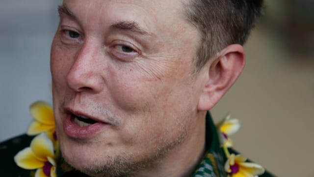 Elon Musk, chief executive officer of SpaceX and Tesla, speaks to the media during the launch of SpaceX's Starlink internet service in Indonesia. 