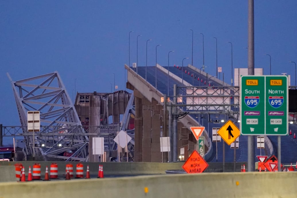 The Francis Scott Key Bridge following the collapse.