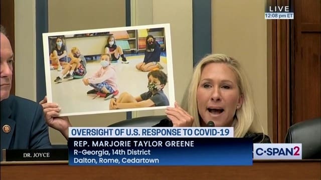 Marjorie Taylor Greene questions Dr. Anthony Fauci in House hearing.