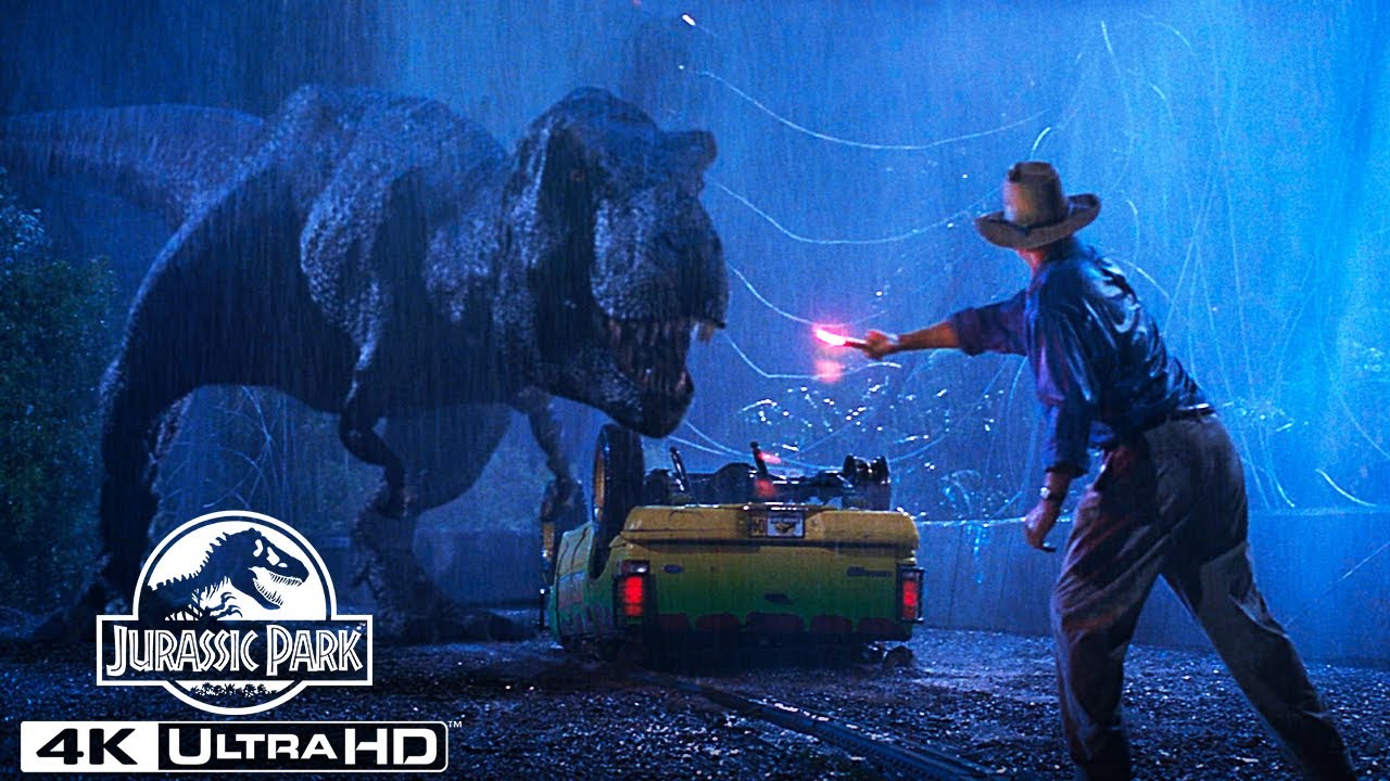 The T. rex Escapes the Paddock in 4K HDR | Jurassic Park - YouTube