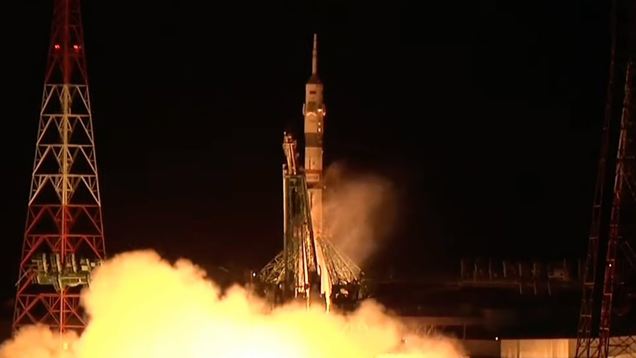 Blastoff! Soyuz rocket launches US-Russian crew to space station - YouTube