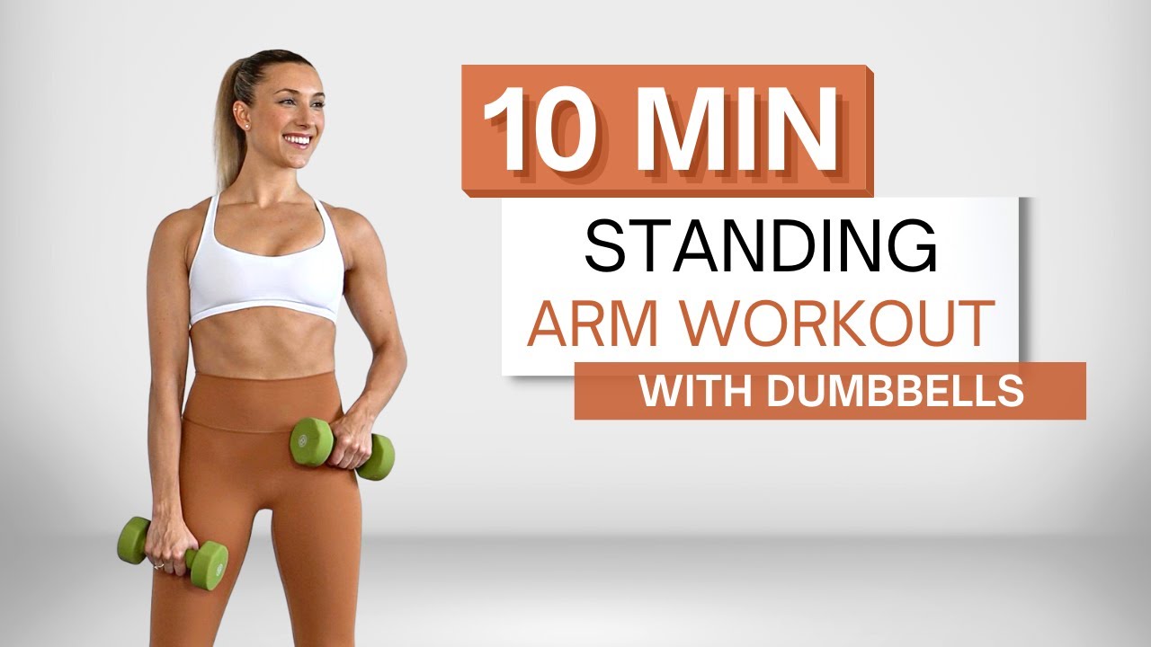 10 min STANDING ARM WORKOUT | With Dumbbells | Biceps, Triceps and Shoulders | Zero Pushups - YouTube