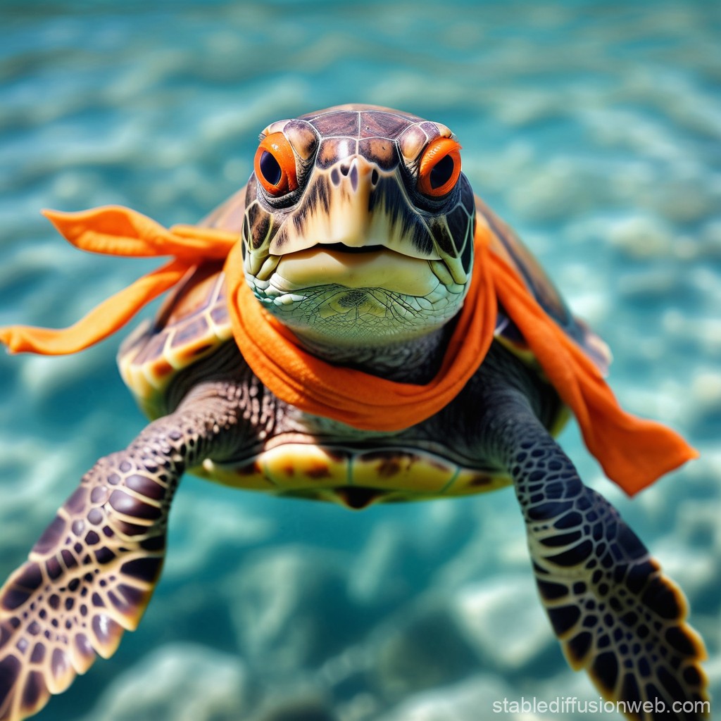 Turtle in Orange Bandana