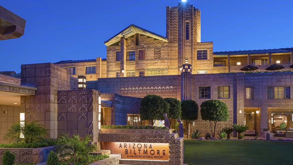 An exterior shot of the Arizona Biltmore, A Waldorf Astoria Resort