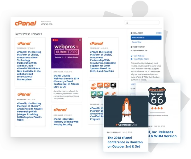 A screenshot of a cpanel website with a rocket on it
