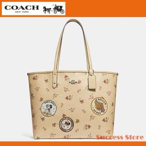 コーチ ディズニー コラボ レディース トートバッグ アウトレット コーチ x ミニーマウス COACH リバーシブル トート フローラル F29359 ヴァニラ 花柄  新作