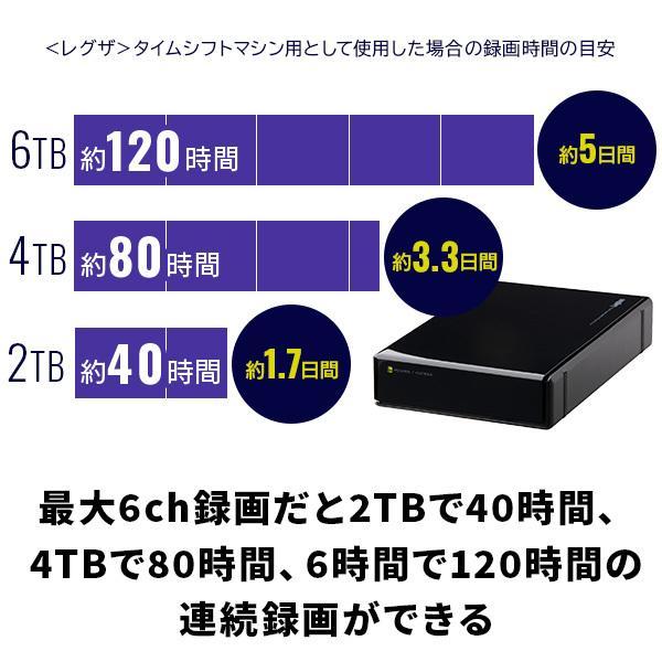 外付け HDD テレビ録画 タイムシフトマシン対応 2TB レグザ REGZA ハードディスク 24時間連続録画 / 6ch同時録画 ロジテック LHD-EN020U3TVW ypp｜logitec｜03