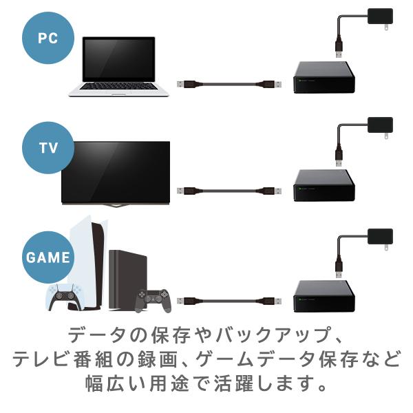 外付け HDD ハードディスク 据え置き 1TB テレビ録画 パソコン PS4 / PS5 対応 3.5インチ Windows11 USB3.1(Gen1) / USB3.0 ロジテック LHD-ENA010U3WS｜logitec｜02