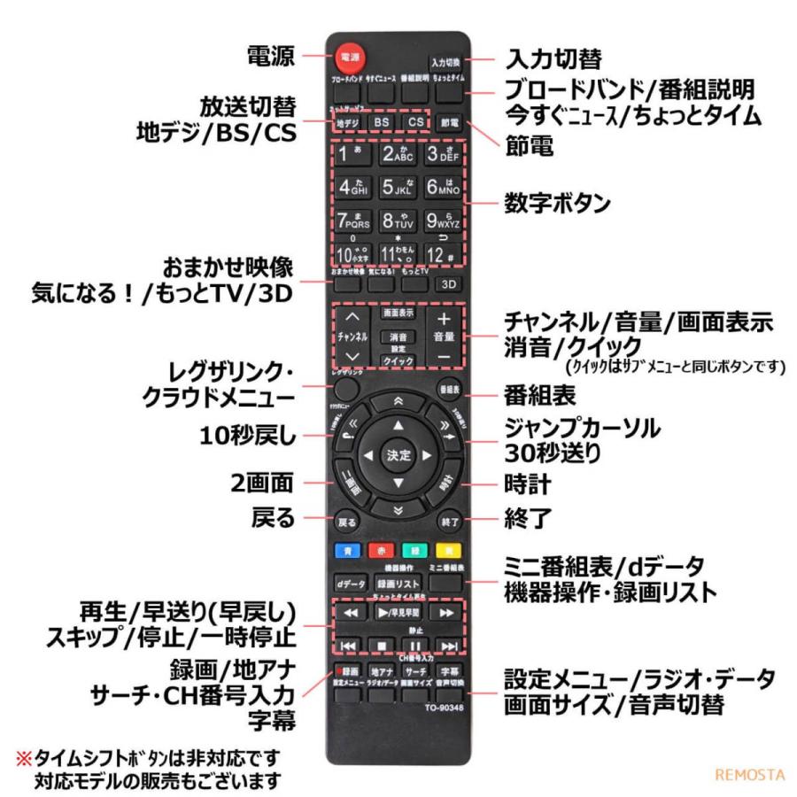 東芝 レグザ テレビ リモコン CT-90348 CT-90352 CT-90372 CT-90422 CT-90389 CT-90409 CT-90426 CT-90320A CT-90338 など TOSHIBA REGZA 代用リモコン REMOSTA | REGZA | 04