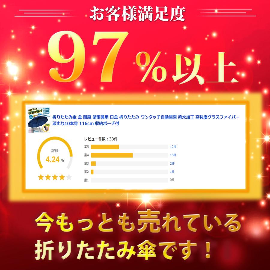 折りたたみ傘 メンズ 傘 耐風 晴雨兼用 日傘 折りたたみ ワンタッチ自動開閉 撥水加工 高強度グラスファイバー 10本骨 116cm｜mymarket｜03