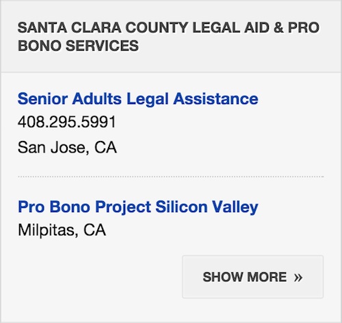 Screenshot of Probono Services sidebar.