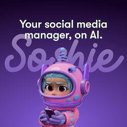 AI social media manager cartoon character