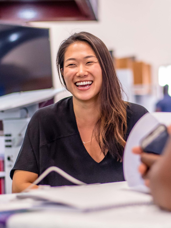 A smiling woman