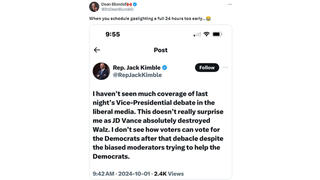 Fact Check:  'Rep. Jack Kimble' Did NOT Post About Lack Of VP Debate Media Coverage 24 Hours Before Debate