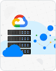 gambar animasi server, awan dan titik-titik biru, putih, kuning yang terhubung dengan garis