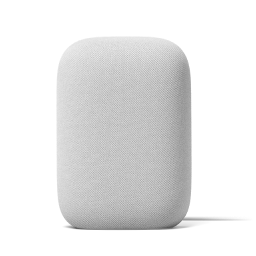 A chalk-colored Google Audio Speaker against a white background.