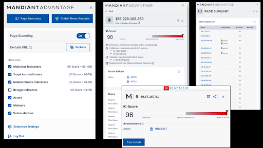 Mandiant Threat Intel's browser plug-in