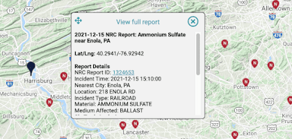 A map of environmental incidents