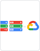 gambar animasi server dengan warna cerah di sebelah teks 'versus' dan logo google cloud