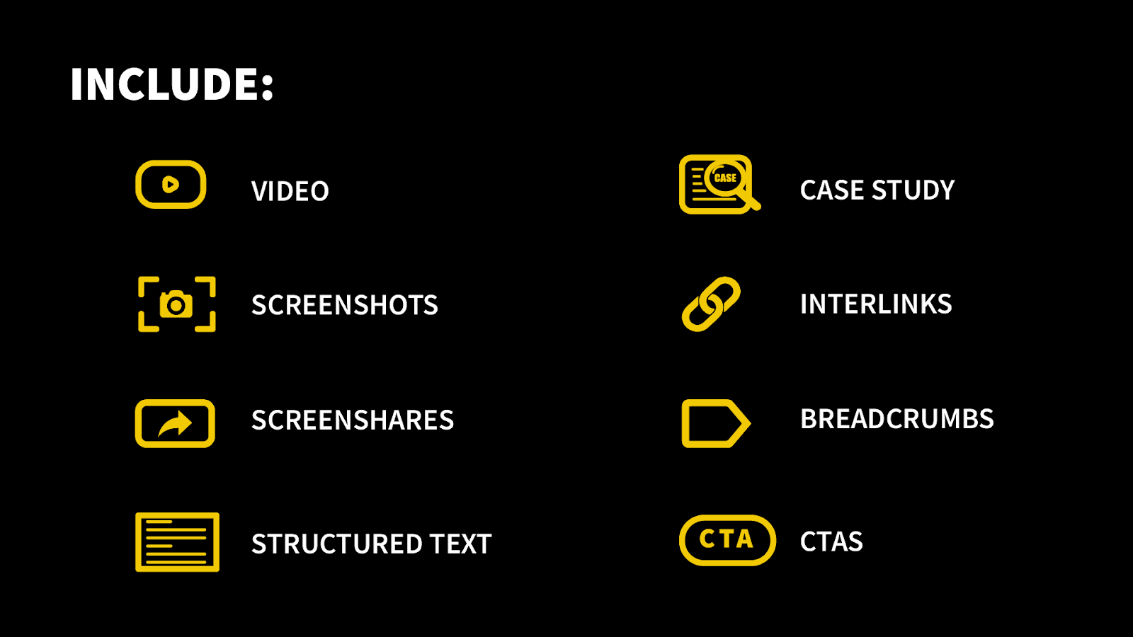 Elements to include on a SaaS product documentation page