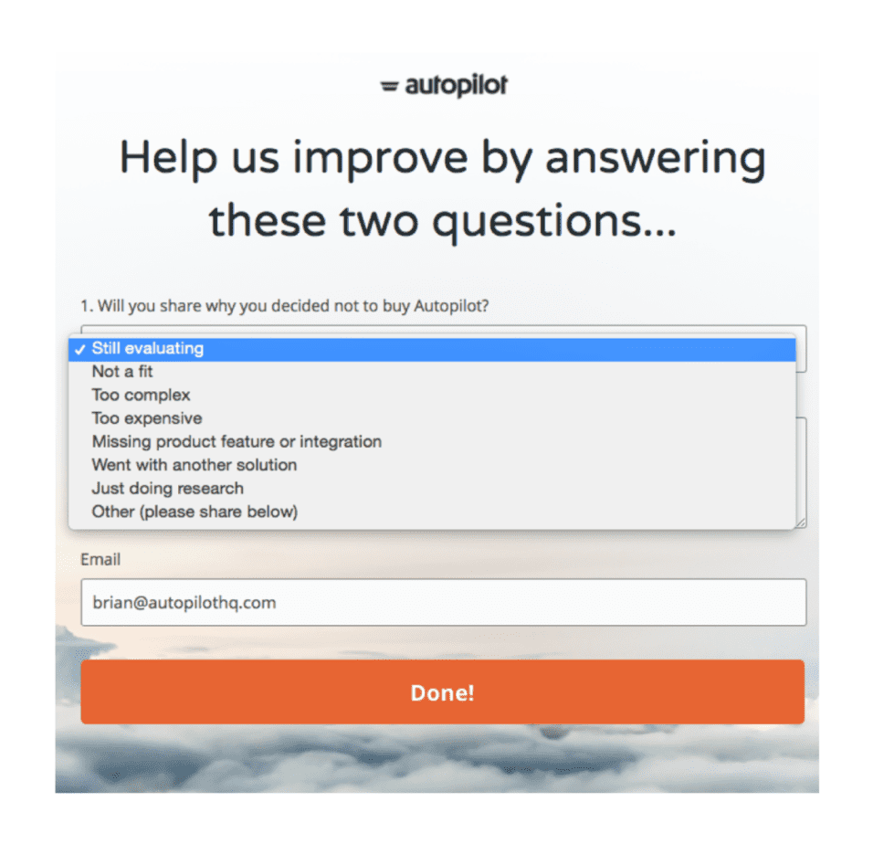 autopilot example survey product led growth book