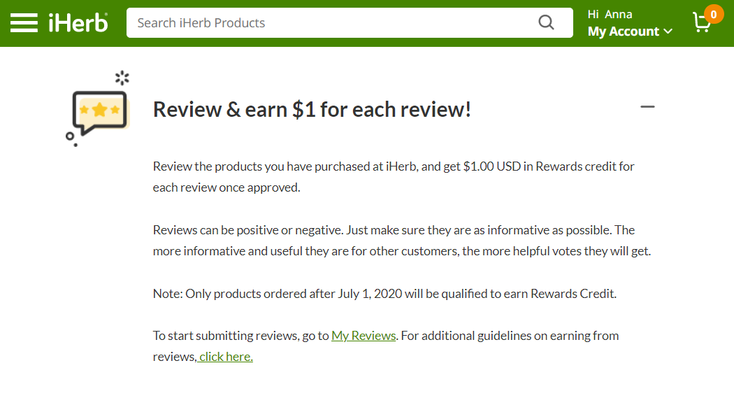 iHerb’s reward program