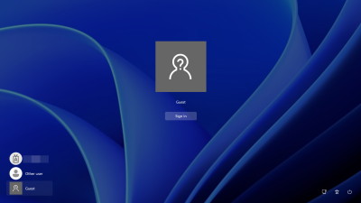 Windows login screen showing a guest account profile