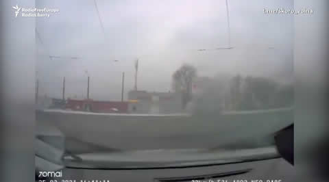 Car Barely Dodges Mortar Attack In Kharkiv