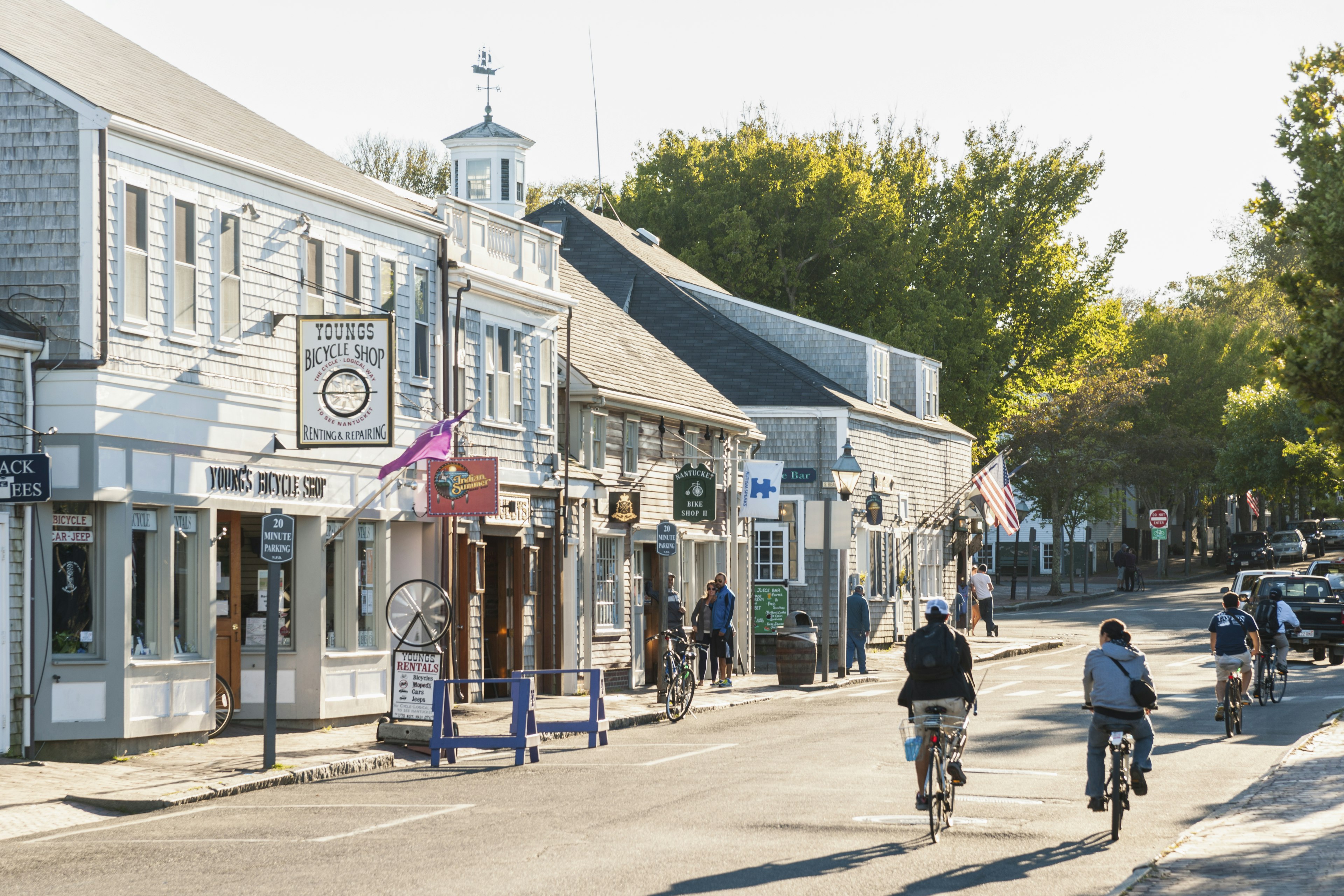 View of historic street in Nantucket, MA