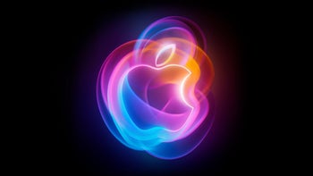 The Apple neon logo on a black background.