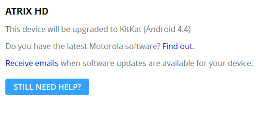 The Motorola ATRIX HD will be jumping from Android 4.1 to Android 4.4 - Motorola adds six more phones to its &quot;upgrade to KitKat&quot; list