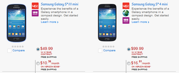 Two Samsung Galaxy S mini handsets are added to Verizon&#039;s lineup - Verizon adds two more smartphones in addition to the HTC One Max