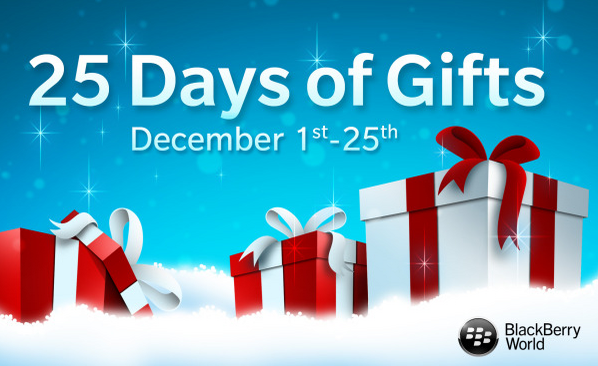 BlackBerry 10 users can score one free premium download a day from BlackBerry World from December 1 through December 25th - BlackBerry announces 25 Days of Gifts giveaway; promotion starts December 1st