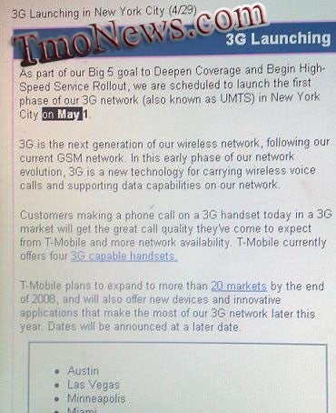 *UPDATED* T-Mobile USA to launch 3G network May 1...for voice only