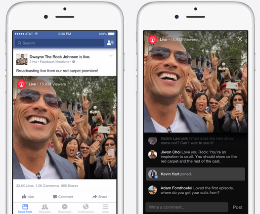The Rock on Facebook Live. My, doesn&#039;t he look a lot like actor Dwayne Johnson? - Facebook now allows live streaming...but for celebrities only