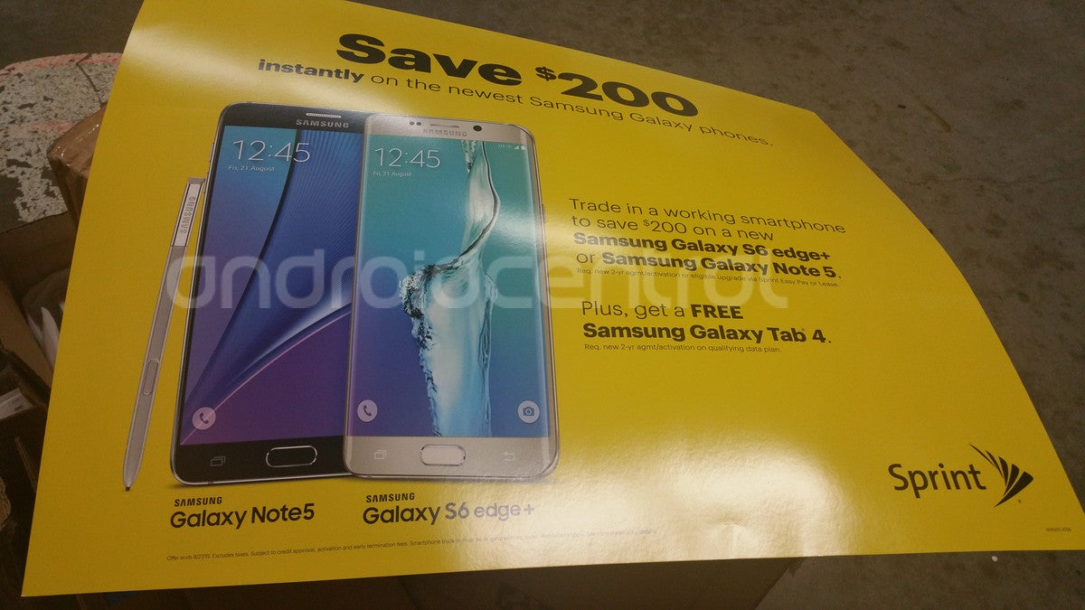 Leaked Sprint brochure. Click for full size. - Leaked Sprint brochure reveals crazy Note5/S6 edge+ promotion, confirming the latter&#039;s existence and the former&#039;s new name