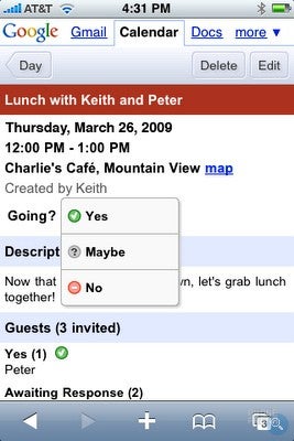 Mobile Web Calendar - New Google goods for iPhone and Android users