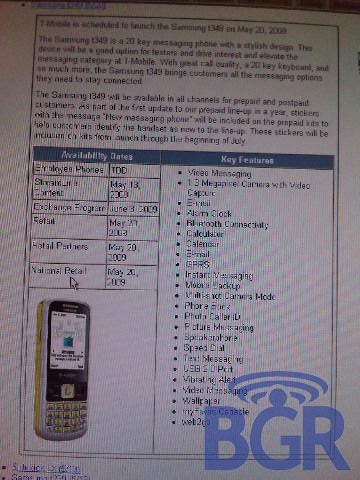 T-Mobile to offer Samsung T349 on May 20th?